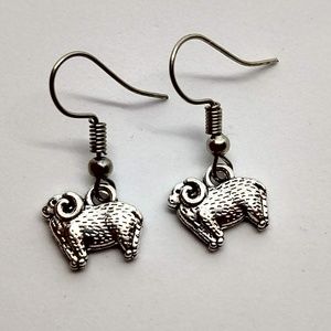 Sheep ram with horns earrings